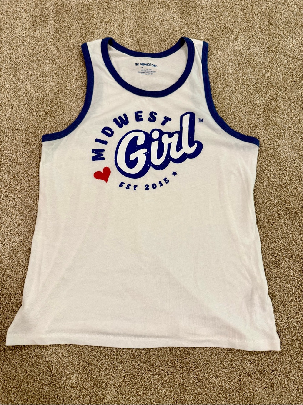 The Midwest Girl White & Blue Tank Top